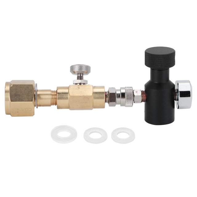 Adaptador de recarga de cilindro de CO2, conector de latón CGA320 con válvula de liberación, manómetro ASA 1500PSI