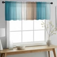 thumbnail image 2 of Teal Brown Ombre Valance Curtains for Kitchen/Living Room/Bathroom/Bedroom Window, Rod Pocket Small Topper Half Short Window Curtains Voile Sheer Scarf, Vintage Country Wooden 60"x18", 2 of 8