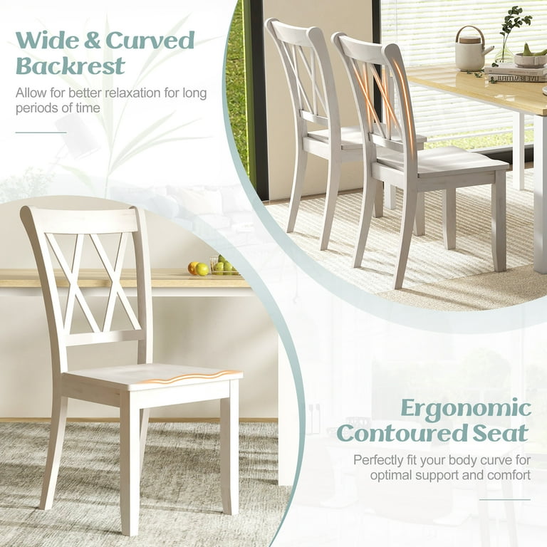 Gymax Solid Wood Dining Chair Set of Armless Kitchen Chairs w