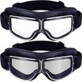 thumbnail image 1 of Gafas de motocicleta de 2 piezas estilo piloto Vintage Cruiser Scooter gafas ATV antiarañazos a prueba de polvo a prueba de viento, 1 of 5