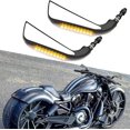 thumbnail image 2 of Espejo retrovisor lateral LED para motocicleta, color negro, con señal de giro de agua corriente para Sportster Softail Dyna Electra Glide y más, 2 of 5