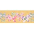 thumbnail image 2 of Faux Peint Rose Violet Vert Papillons Jaune Papier Peint Frontière Retro Conception, Rouleau 15' x 9", 2 of 3