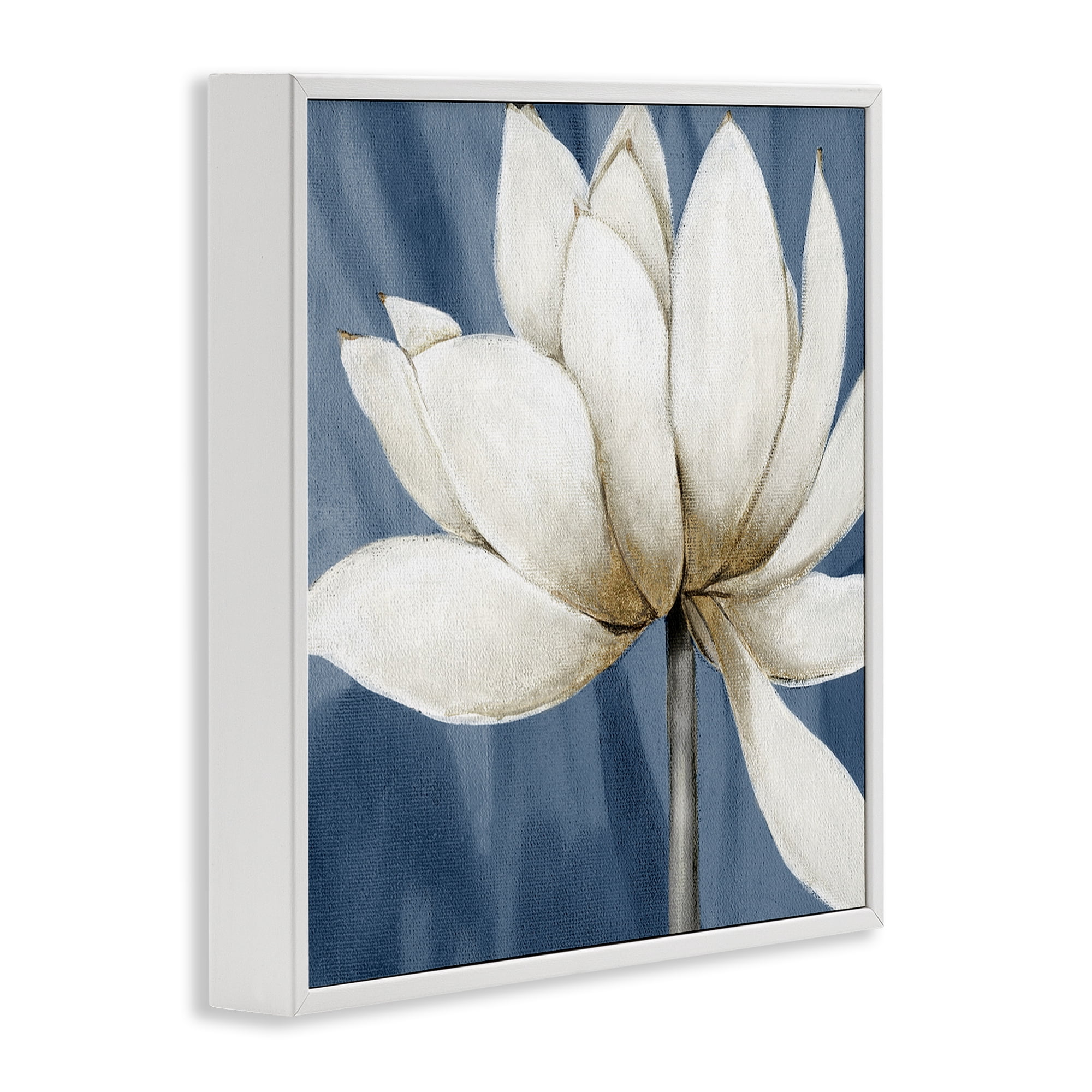 Stupell Industries White Lotus Petals Botanical & Floral Painting White Framed Art Print Wall Art, 24 x 24