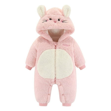 

Xinduolei Boys Girls Long Sleeve Cartoon Hooded Romper Warm Jumpsuit Romper