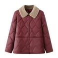 thumbnail image 3 of Women's Winter Thin Warm Jacket Coat Outerwear, Thermal Lightweight Casual Long Sleeve, Windproof Puffer Jacket for Cold Weather, Holiday Gift | CSEONE,Wine XL, 3 of 9