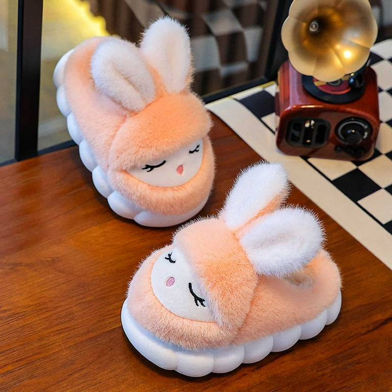 WZEIIOT Toddler Girls Slippers Close-Eyed Rabbit Design Cozy Soft