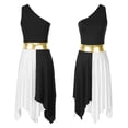 thumbnail image 6 of YIZYIF Womens Liturgical Praise Lyrical Dance Costume Sleeveless Metallic Waistline Asymmetrical Dress Dancewear Black S, 6 of 7