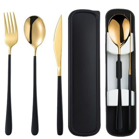 

UMMH Piece Outdoor Flatware Set 18/8 Stainless Steel Silverware Set with Container Box Portable Fork Spoon Travel Cutlery Set
