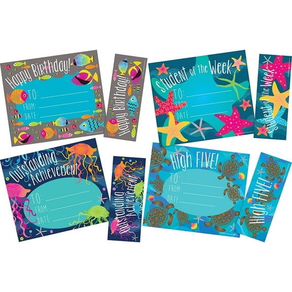 Barker Creek Award & Bookmark Set, Kai Ola, Celebrate Student Achievements with 120 Colorful Awards (30 Each of 4 Designs) and 120 Coordinating Bookmarks (4012)
