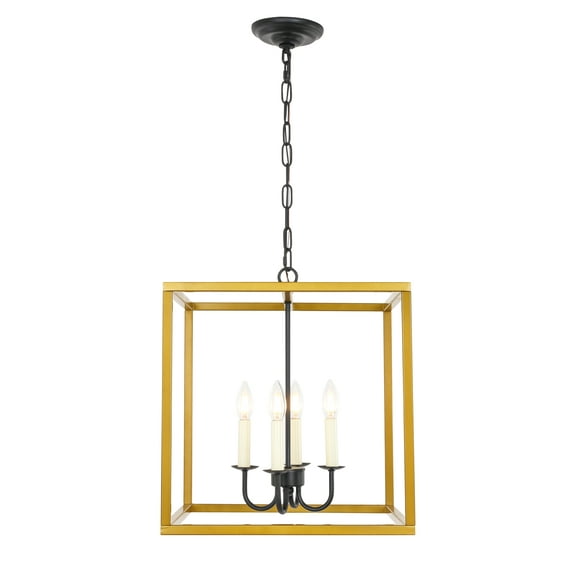 Living District Eclipse 4 Light Brass And Black Pendant