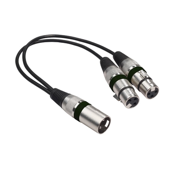30cm Audio Cable Anti-winding Balanced Transmission Zinc Alloy 2 in 1 XLR Male to XLR Female Audio Extension Cord for Sound Console,Black