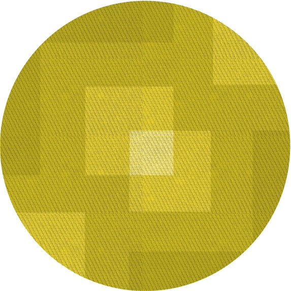 Ahgly Company Machine Washable Indoor Round Transitional Yellow Area Rugs, 3' Round