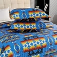 thumbnail image 5 of 3 Pcs Boho Colorful Polyester Quilt Set, Geometry Printed Bedspread Coverlet Set with 2 Pillowcases,Soft Bohemian Bedding Set, 5 of 8
