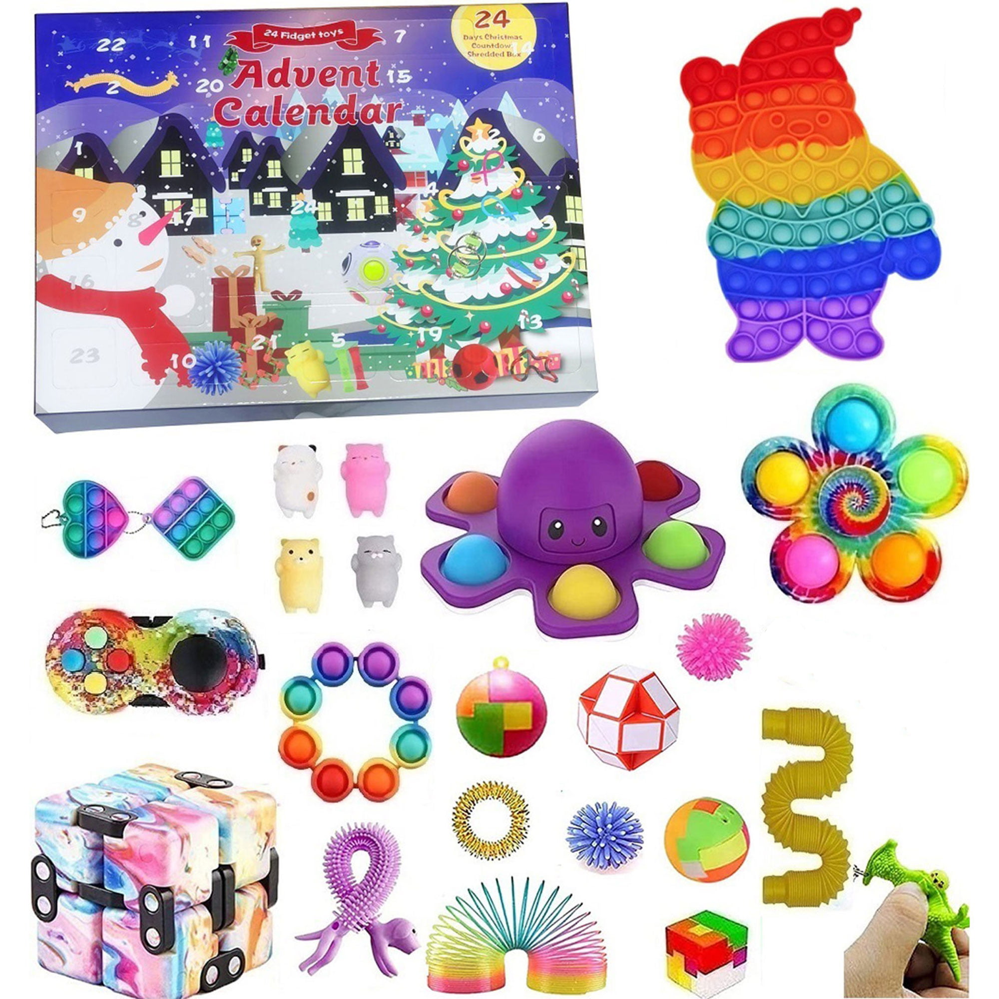 TNGXXWL 40 Pezzi Fidget Pack Push Bubble Pacchetto Antistress sensoriale Calendari dell´Avvento 2021 Fidget Advent Christmas Countdown Calendar Toy Pop Set 