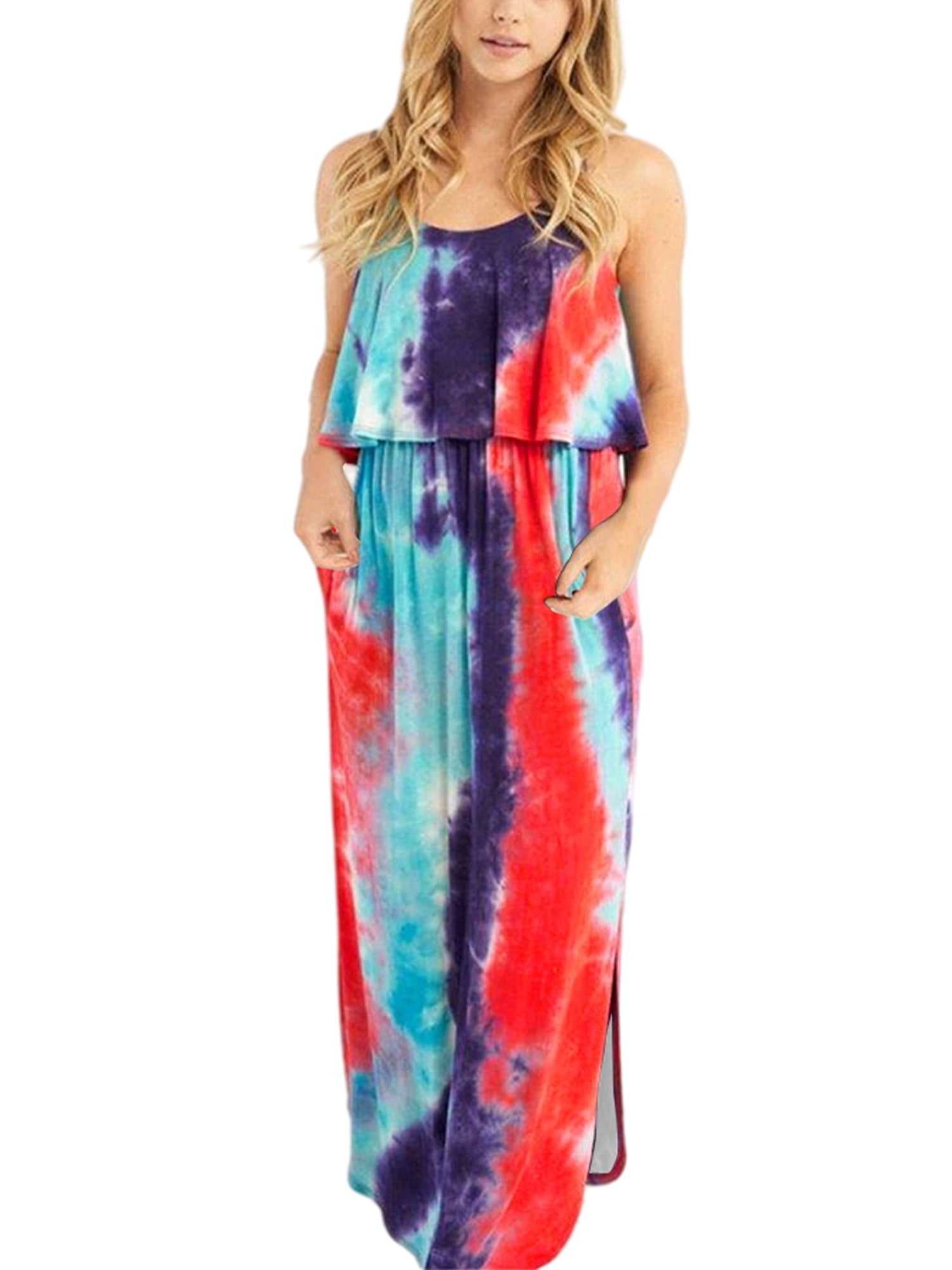 tie dye sleeveless strappy dress