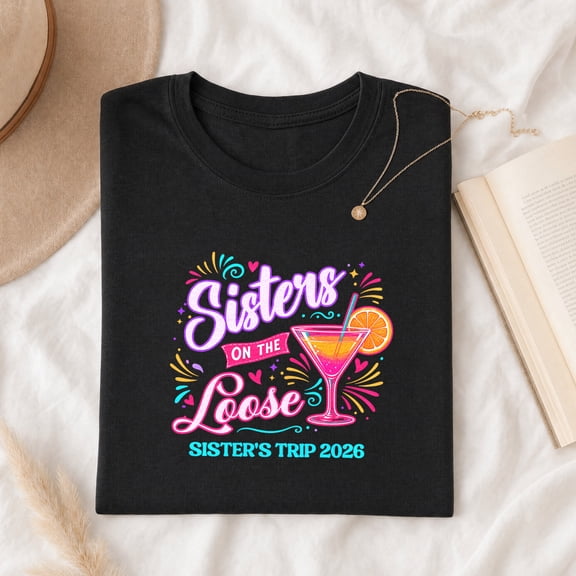 Jollimate Sisters On The Loose 2026 Shirt, Sister's Trip Cocktail Beach Party Graphic Tee