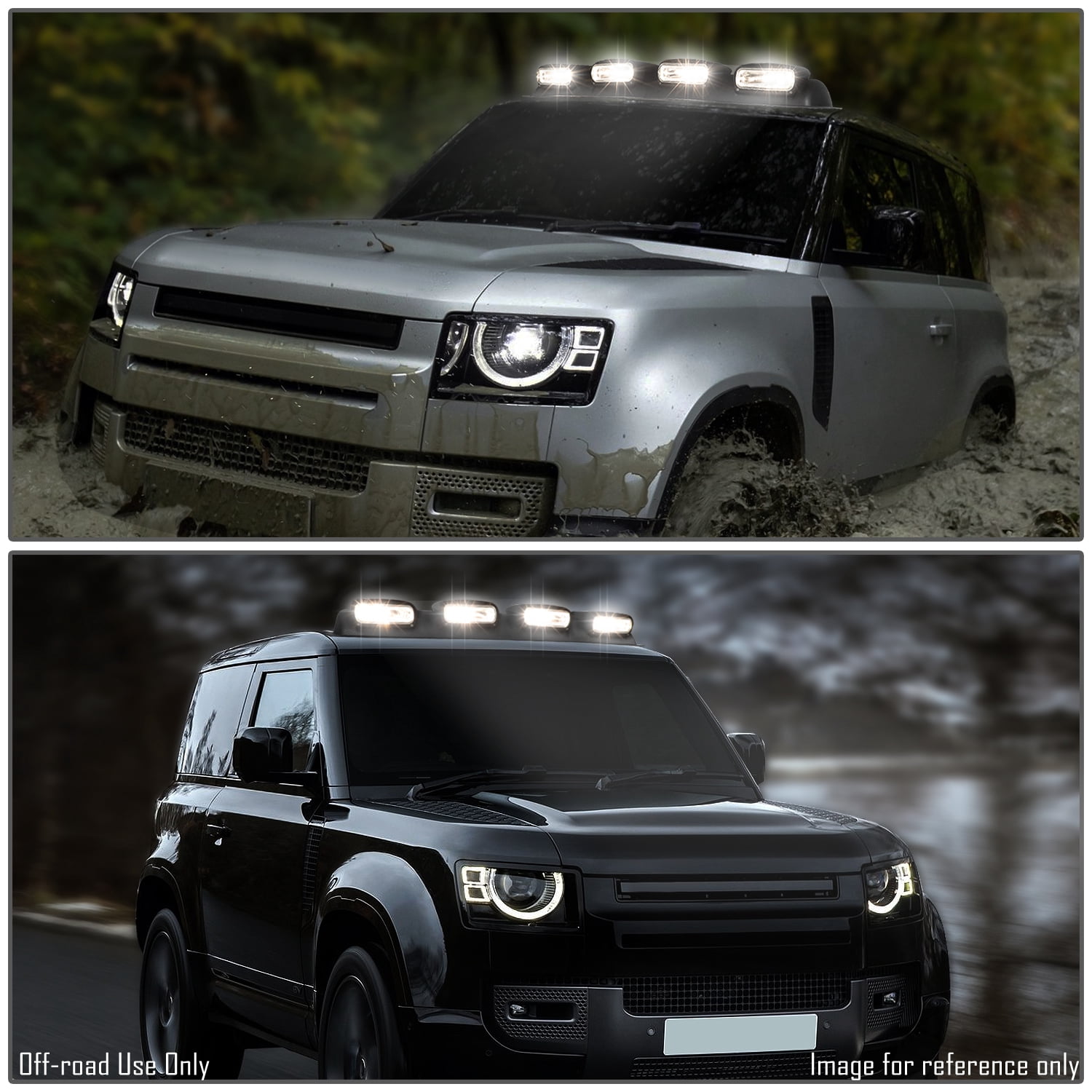 DNA Motoring Universal Off-Road Roof Top Mounted Chrome Clear Fog Light Kit w/Wiring Harness+Switch