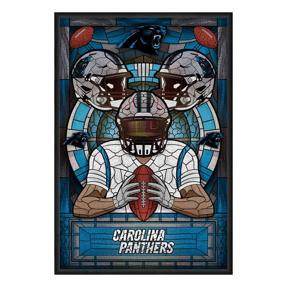 Carolina Panthers Framed Stained Glass Art Print