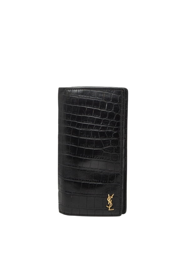 Pre-Owned Saint Laurent Tiny YSL Logo Crocodile Embossed Continental Wallet 607746... (Good)