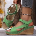thumbnail image 5 of Pandaie Wedge Sandals for Women Strappy Open Toe Platform Slip on Walking Shoes Arch Support Ankle Strap Summer Beach Casual Sandal Green Size 9.5, 5 of 9