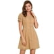 thumbnail image 1 of Vestido Fluido De Gasa Floral Cuello Pico Manga Corta Botones Arriba Para Mujer Amarillo S, 1 of 6