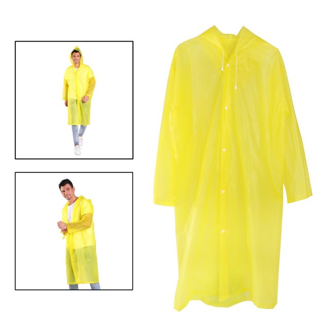 Ponchos de lluvia reutilizables, impermeables de para hombres y mujeres, chaqueta de lluvia impermeable, abrigos de lluvia con capucha y li Amarillo BLESIY Chubasquero con capucha