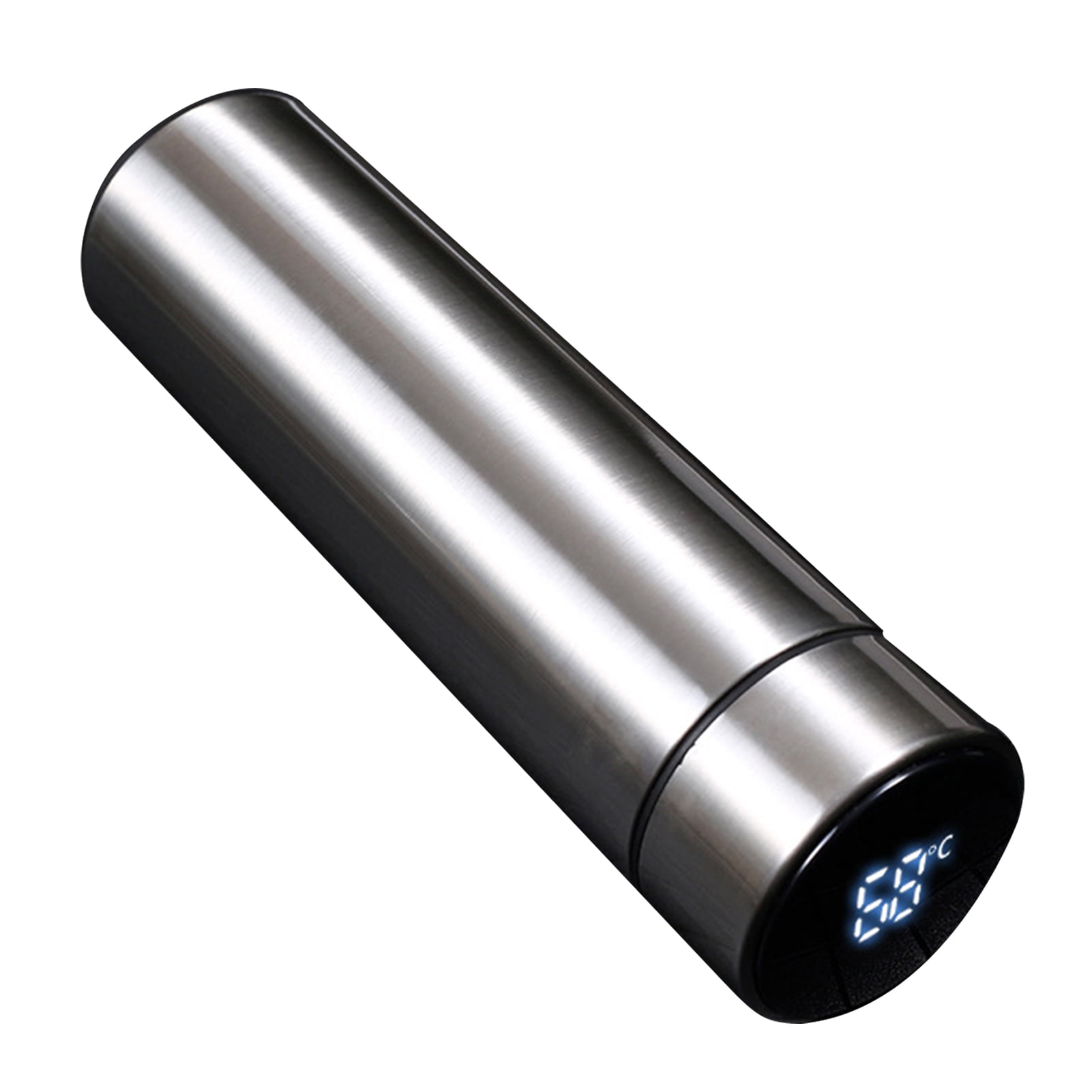 Generic Smart LED Temperature Display Stainless Steel Vacuum Insulated Water Bottle, 480ml, Leak-Proof, Portable for Travel, Gym, Office, Customizable Logo, Silver