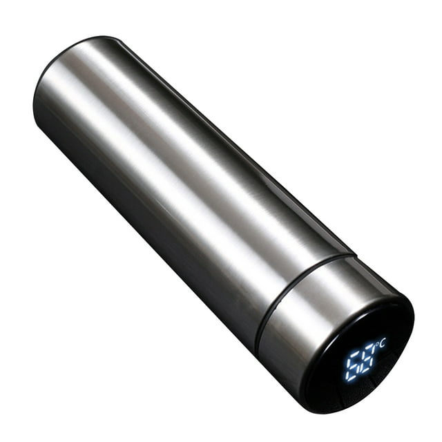 Bouteille d'Eau Intelligente en Acier Inoxydable avec Affichage de la Température à DEL - Flasque Isolée sous Vide Argentée de 480 ml, Rétention Chaude et Froide de 24 H, Étanche, Filtre Intégré, Sans BPA, Portable pour Voyage, Camping,