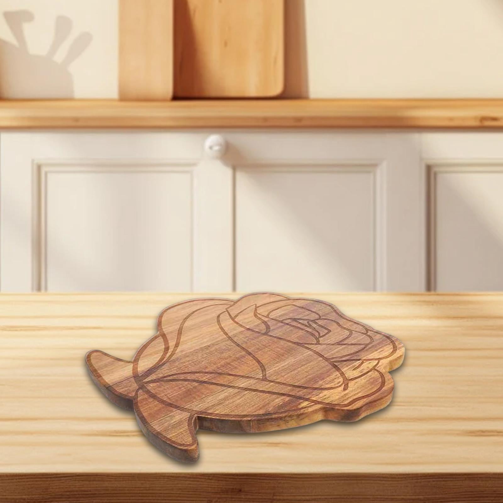 Fiocias Flower Shaped Cutting Board Wood Bread Board Portable Chopping Board for Cutting