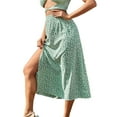 thumbnail image 3 of Women's Floral Print Midi Skirts Mid Waist Side Slit Casual Skirts, 3 of 8
