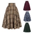 thumbnail image 5 of Women Check Plaid Long Skirt Vintage Ladies Loose Dress High Waist A-line Skirt, 5 of 8