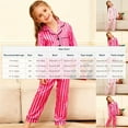 thumbnail image 3 of LEKWK 2-Piece Pajama Set for Girls Silky Satin Striped Long Sleeve Button-Down Top Matching Long Pants Soft Breathable Sleepwear Homewear Outfits, 3 of 7