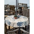 thumbnail image 6 of Outdoor Tablecloth with Umbrella Hole, Blue Beige Coastal Waterproof Outdoor Table Cover, Summer Beach Starfish Coral Nautical Rustic Patio Tablecloths for Party/Garden/Picnic, Round 60 inch, 6 of 9
