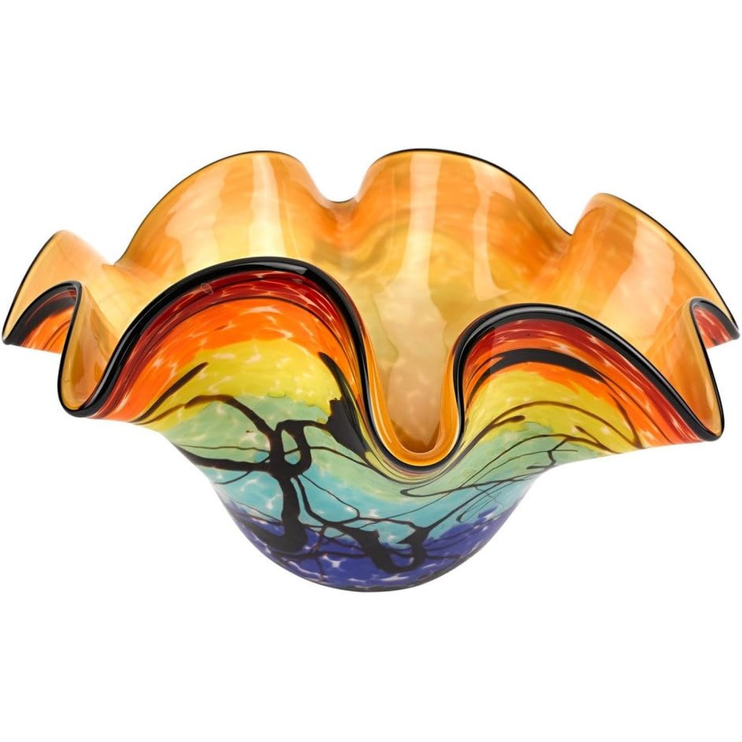 WBTAYB Allura Bowl MuranoStyle Rainbow Art Glass MuranoStyle Art