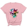 thumbnail image 4 of Sexlip Womens Swimsuit Set Vibrant Butterfly Skull Print Cover Up Design Crew Neck Short Sleeve Loose Silhouette Sun Protection Fabric for Beach Wear Pink M, 4 of 4