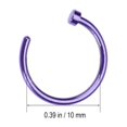 thumbnail image 4 of 2 pcs Unisex Surgical Titanium Steel Open Nose Ring Nose Piercing Stud 10mm (Purple), 4 of 8