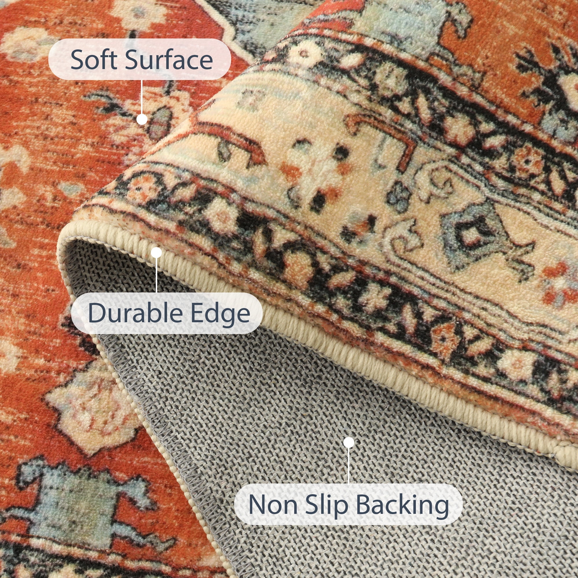 Moynesa 8'x10' Boho Tribal Area Rug,8x10ft Large Washable Bedroom Rug, Soft Non Slip Non-Shedding Kitchen Mat Indoor Office Carpet for Living Room Dining Room Red