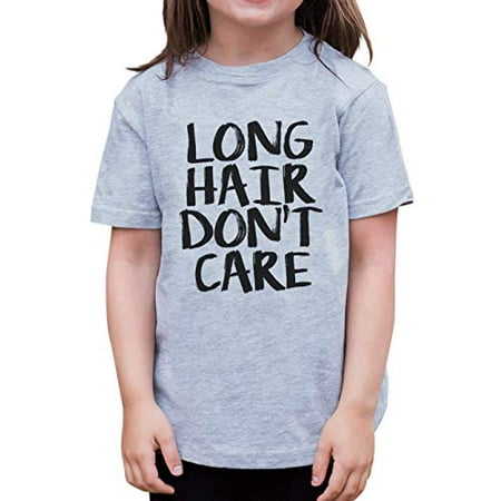 

7 ate 9 Apparel Funny Kids Long Hair Don t Care T-Shirt Grey