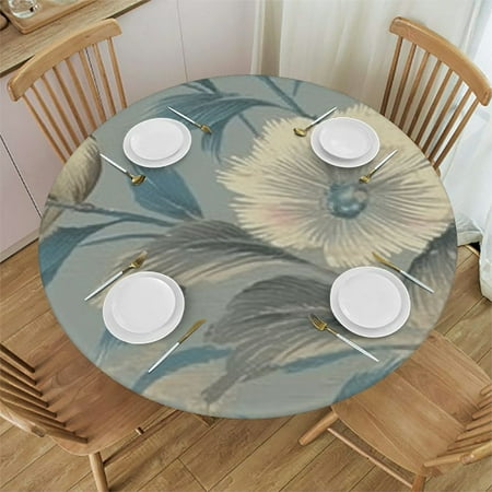 

BANET Chinoiserie Floral Flower Round Tablecloth Blue and White Cloth Round Cover Waterproof Stain and Wrinkle Resistant Table Decor for Kitchen Party Picnic Dining 46 -50