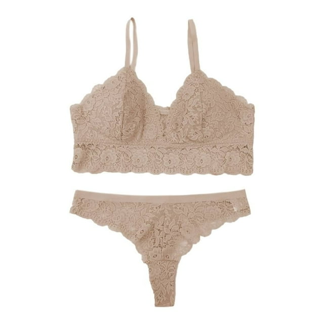 Coordinado Secret Treasures para Mujer, Beige en Encaje de Floral Talla CH