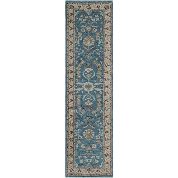Yousafi Funsani Grey-Blue/Beige Rug, 3'0" x 11'8"