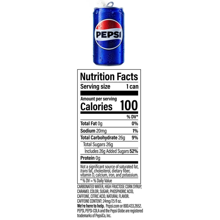 Pepsi Soda Mini Cans 7 5 Oz 24