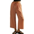thumbnail image 4 of nochalofo Brown Dress Pants Women, Women Drawstring Striped Pants Loose Wide Leg Pants Casual Palazzo Pants Trousers with Pockets, 4 of 5