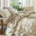 thumbnail image 7 of MooMee 100% Washed Cotton Duvet Cover Set Oversized King Linen Like Textured Breathable 3-Piece (Almond Milk Grey, 120"x98"), 7 of 7
