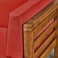 thumbnail image 3 of GDF Studio Cascada Outdoor Acacia Wood Loveseat and Table Set with Cushions, Teak and Red, 3 of 13