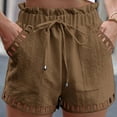 thumbnail image 2 of BLVB Womens Summer Fashion Shorts Elastic Waist Casual Loose Cutout Wide Leg Beach Shorts with Pockets, 2 of 4