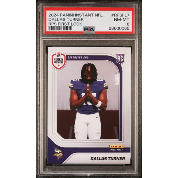 Graded 2024 Panini Instant NFL Dallas Turner #RPSFL7 RPS First Look Rookie RC Football Card PSA 8 Near Mint