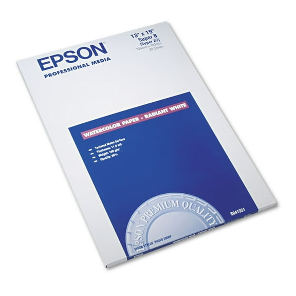 Epson Watercolor Paper Radiant White 13x19" 20 Sheets S041351