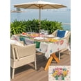 thumbnail image 5 of Outdoor Tablecloths with Umbrella Hole & Zipper, Spring Floral Rectangle Tablecloth 52x70 Inch, Watercolor Lavender Daisy Butterflies Linen Waterproof Table Cloth, Patio/Pool/Picnic Table Covers, 5 of 8