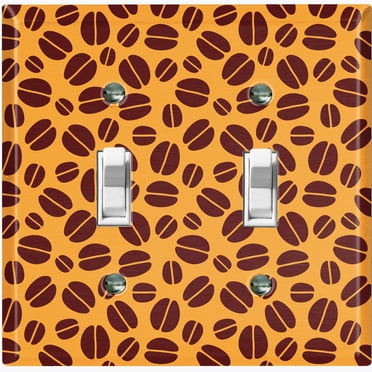 Metal Light Switch Wall Plate Outlet Cover (Coffee Espresso Mocha Bean Orange Pattern - Double Toggle)
